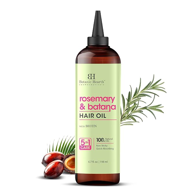 Botanic Hearth 100% Pure Rosemary Batana Oil For Hair Growth & Hair Treatment Oils 6.7 Fl Oz | Infused with coconut Oil | Hair Oil Repairs Dry Damaged Hair, Strengthening, Healthier | All Hair Types