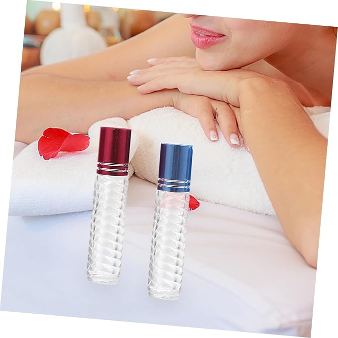 NOLITOY 12pcs 5ml Roll-on Bottles Refillable Glass Essential Oil Bottles Mini Perfume Kit Portable for Travel and Aromatherapy Random Color