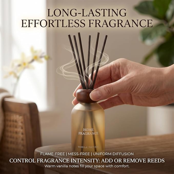 Reed Diffuser Set for Home 8.45 oz Scented Oil Diffuser with 6 Fiber Sticks, Smell Good Long Lasting Fragrance for Bathroom, Living Room, Office and Aromatherapy Gift (Citrus)
