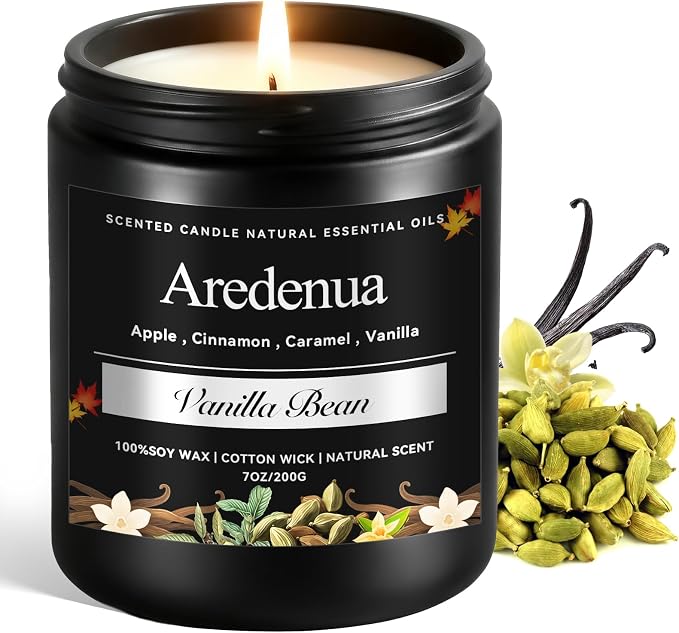 Odor Eliminating Candles | Vanilla Bean Scented Soy Candle for Home, Air Freshening & Cozy Vanilla Scent, Relaxing Home Scented Candles, Cozy Aromatherapy Candle Gift for Women & Men