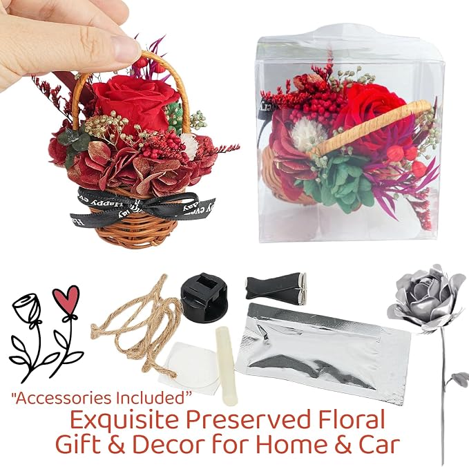 Small Bouquet Car Air Freshener Vent Clips Mini Fresh Flower Bouquet Air Conditioning Outlet Perfume Clip Decoration Essential Oil Diffuser Vent Clip Auto Interior Accessories for Car Decor