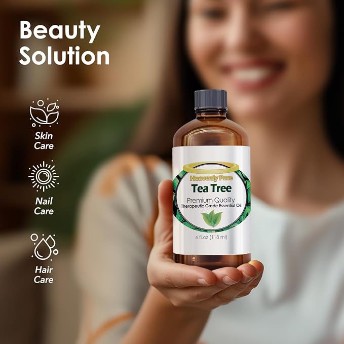 Heavenly Pure - Tea Tree Essential Oil 4 oz Bottle for Candle Making, Aromatherapy, Body, Face, Skin and Hair Care - 118 ml - Tea Tree Oil