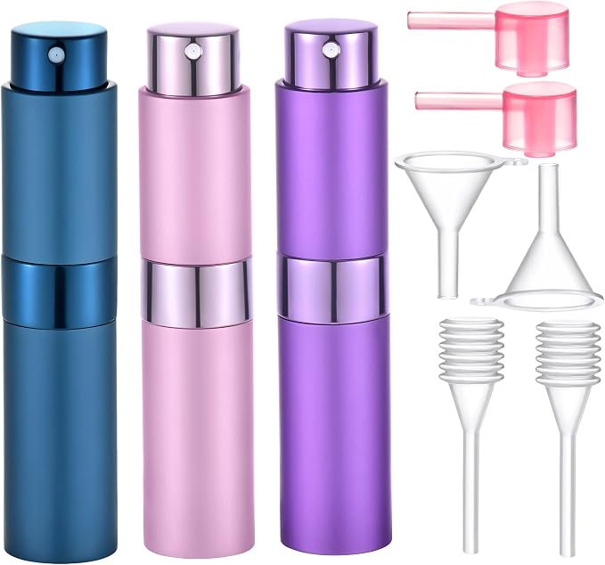 3Pcs Perfume Atomizer, 8ml Refillable Travel Bottle - Portable Cologne Sprayer