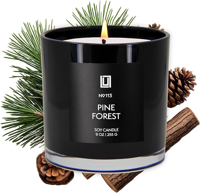 Lulu Candles | Pine Forest | Smells Like Balsam Fir & Needles | Luxury Scented Soy Jar Candle | Hand Poured in The USA | Highly Scented Long Lasting (9 Oz.)