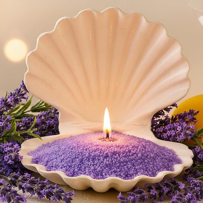 1.1LB Lavender Scented Candle Sand with Wicks, Candle Wax for DIY Candles Making, Refillable Beaded Wax Non-Toxic Sand Beaded Waxs Customized Making for Home Decoration Wedding Party