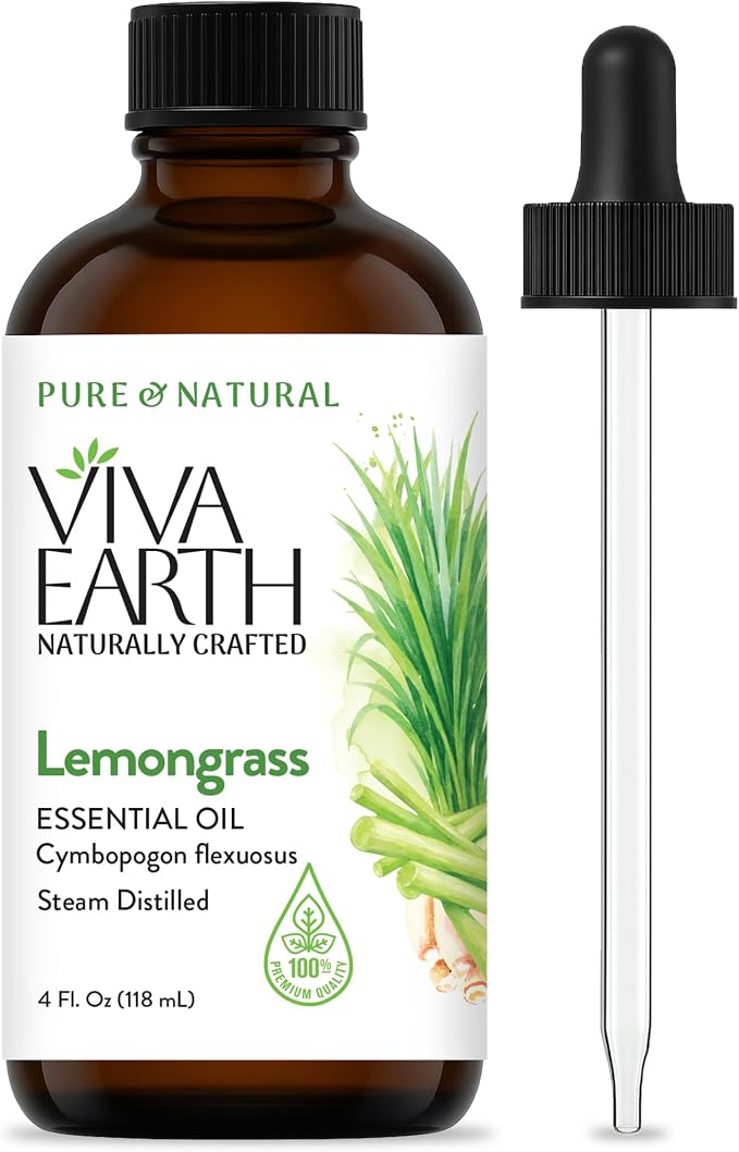 Lemongrass Essential Oil – 100% Pure and Natural Lemongrass Essential Oil for Diffuser, Aromatherapy, Citrus-Fresh Aroma for Hair and Skin Care, Soap and Candle Making – with Dropper, 4 oz