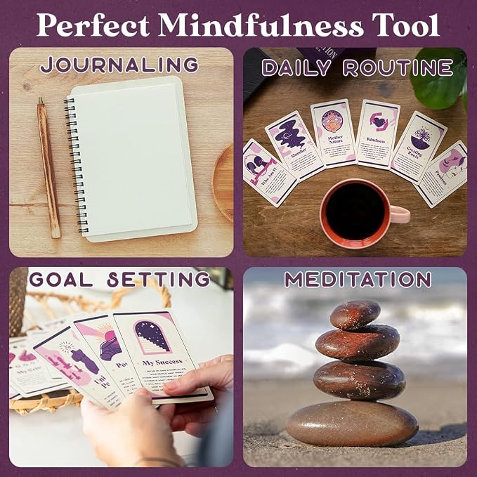 Purple Canyon Affirmation Meditation Kit with White Sage Smudge Kit and Affirmation Cards for Mindfulness and Stress Relief