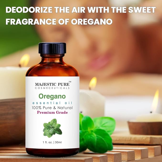 Majestic Pure Essential Oil with Glass Dropper - 100% Pure and Natural - Essential Oils for Diffuser, Aromatherapy, Soap and Candle Making, Oregano Essential Oil, Oregano Oil, 1 Fl Oz