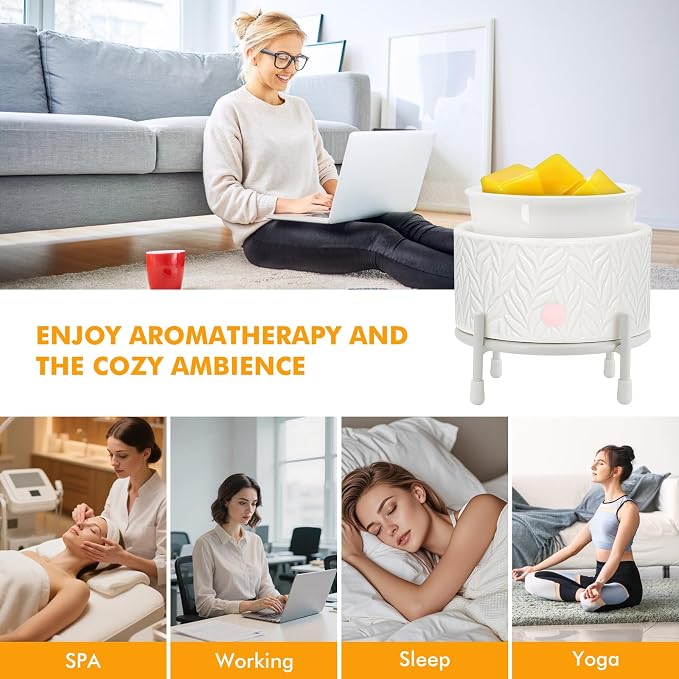 EQUSUPRO Wax Melt Warmer for Scented Wax Melts- Electric 4 in-1 Ceramic Candle Wax Warmer Burner Fragrance Wax Melter for Home Office Bedroom Living Room Decor & Gifts for Women