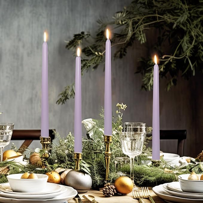 Candlesticks Long Taper Candle,Lavender Scented 10 Inches Purple Candle Sticks Smokeless Tapered Candles for Home Décor Holiday Gifts