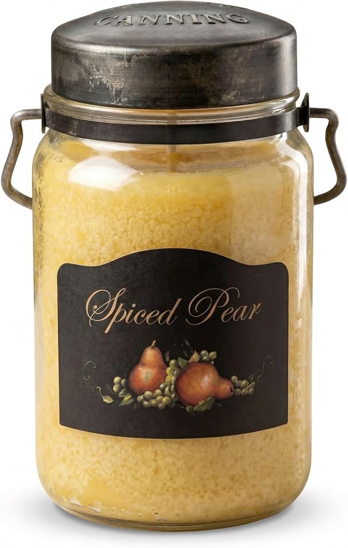 McCall’s Candles | Spiced Pear | 26 oz Scented Candle | USA-Poured | Vintage Rustic Jar with Carrying Handle | Cozy Fall-Inspired Fragrance