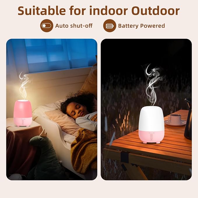 SEEDSEEL Cordless Essential Oil Diffuser 150ML, Rechargeable Battery, 7H Runtime, 7 LED Lights, Mini Portable Aromatherapy Diffuser for Home, Office, Bathroom, Travel