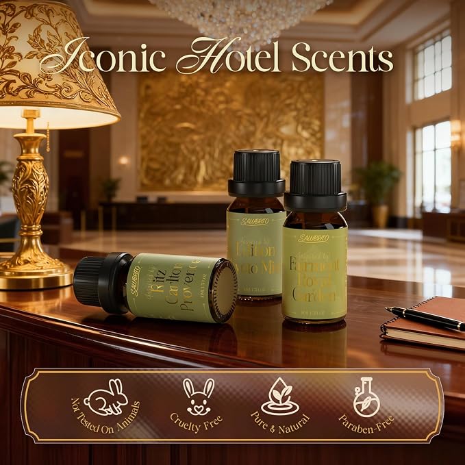 SALUBRITO Luxury Hotel Fragrance Oil Set for Diffuser, Premium Essential Oil - Inspired by Classic Hotel Scents Re-Imagined, Gift for Women and Men