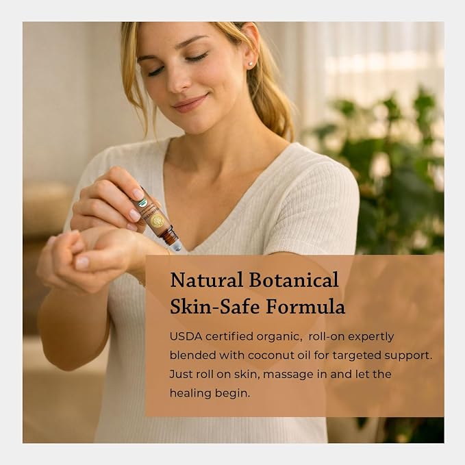 Silk Road Organic Frankincense Carterii Essential Oil Roll On, 100% Pure USDA Certified Aromatherapy for Radiant Skin, Body Aches, Stress Relief, & Calm - 10 ml Roller