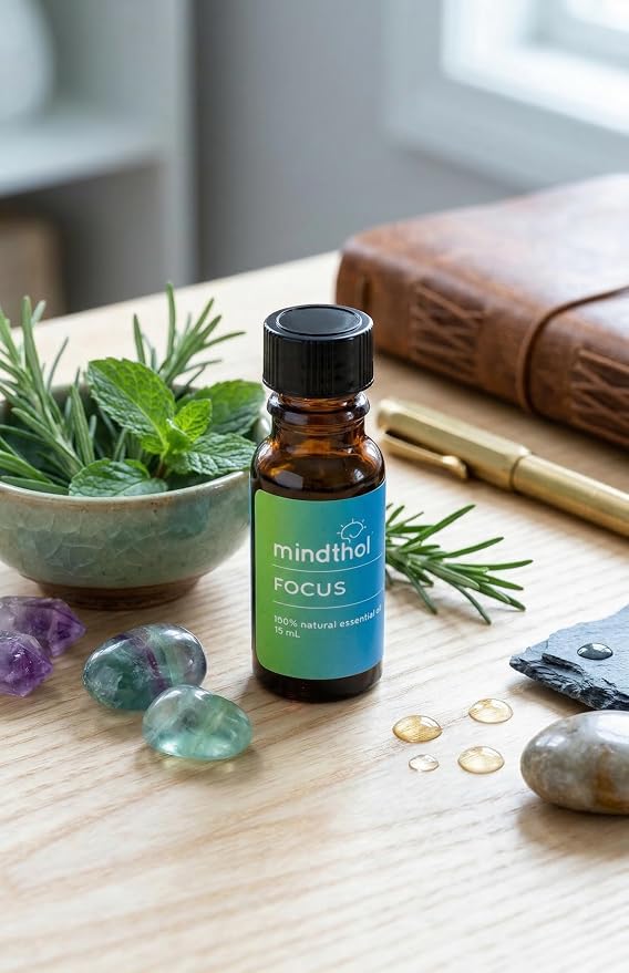 Focus Essential Oil 15ml - 100% Pure Blend for Mental Clarity, Concentration & Alertness - Peppermint, Lemon, Rosemary & Frankincense