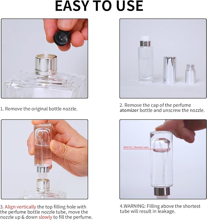 MUB 10ml Perfume Travel Refillable Atomizer Bottle Glass Unique Top-Filling Leak-Proof Spray Bottle Atomizer Sprayer for Perfume Cologne Mini Travel Size Empty Pocket Portable