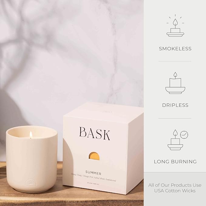 Relaxing Candles for Home by BASK - Summer Candles - Winter Candles - Gifts for Women and Men - Scent: Summer