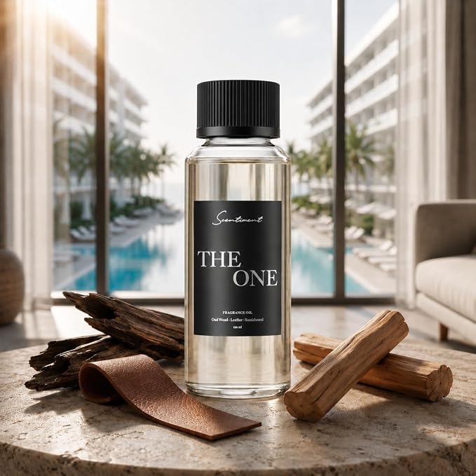 Scentiment The One Diffuser Oil - Premium Hotel Scent with Notes of Cardamom, Leather, Lemon with Cinnamon & Sandalwood Home Scent, Hotel Fragrance Oil Diffuser Refill - 4.06 fl oz (120 mL)