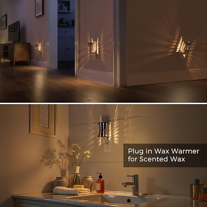 L LOHAS LED Wax Melt Warmer, 2 Pack Plug in Wax Warmer for Scented Wax, 360° Rotating Plug in Fragrance Night Light for Home Fragrance Bedroom Home Decor