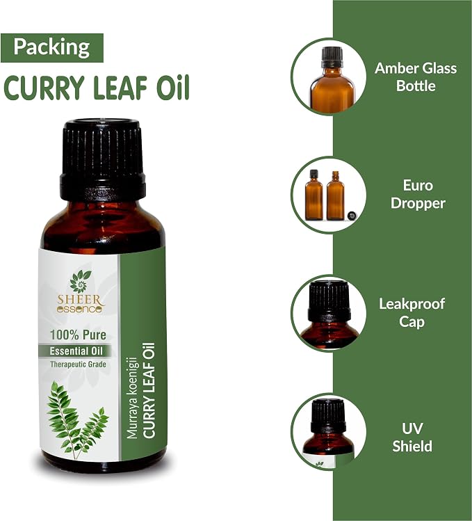 Curry Leaf Oil (Murraya Koenigii) Essential Oil 100% Pure Natural Undiluted Uncut Therapeutic Grade Oil 1.69 Fl.OZ