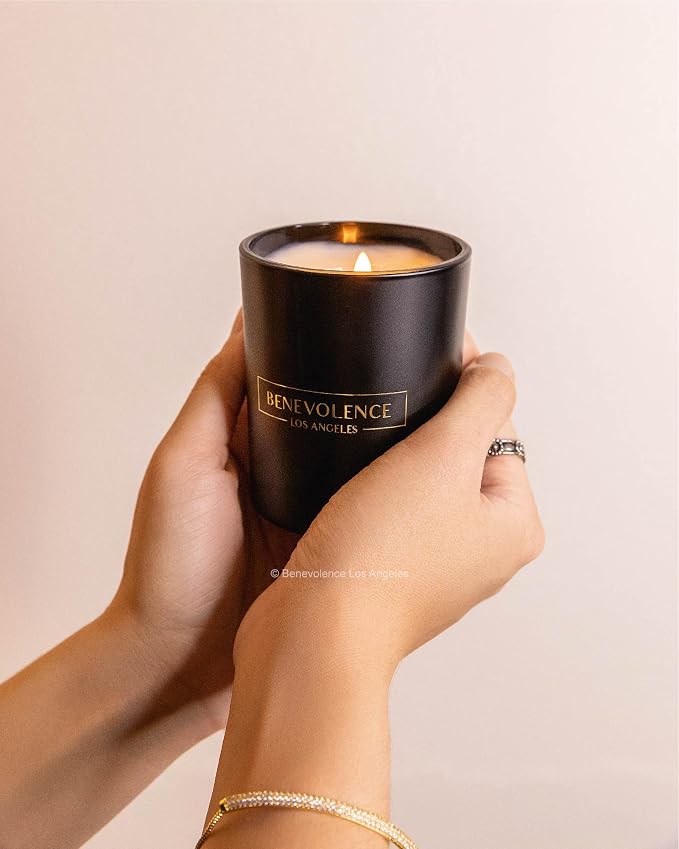 Benevolence LA Rose & Sandalwood Scented Candle – Long-Lasting, Clean-Burning – Luxury Natural Soy Candle for Home – Aromatherapy & Room Decor – 6oz