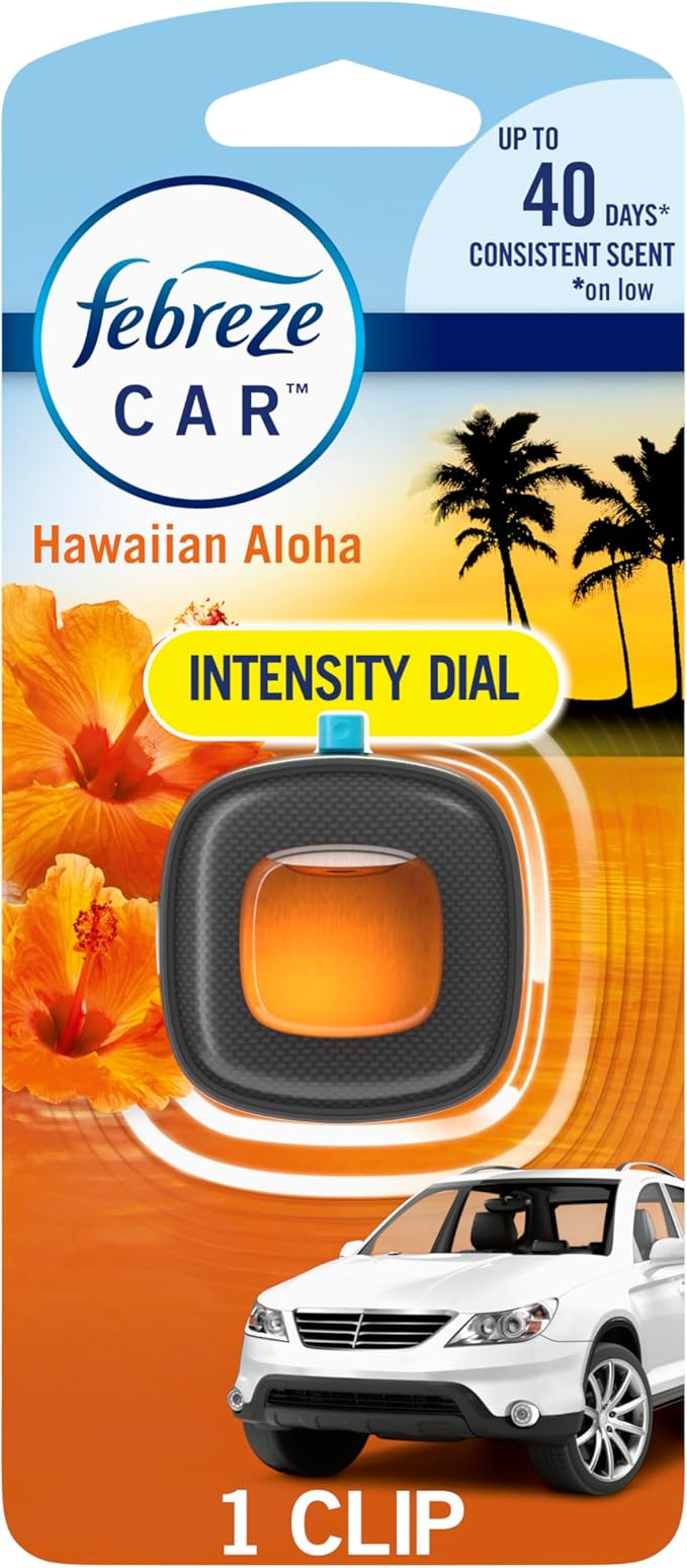 Febreze Car Odor-Fighting Air Freshener Vent Clip, Hawaiian Aloha, 1 count, .06 oz