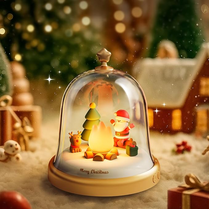 Campfire Night Light, Portable Flame Lamp with White Noise, Cute Flameless Candle Lights,Rechargeable & Dimmable Tabletop Lamp for Home Decor