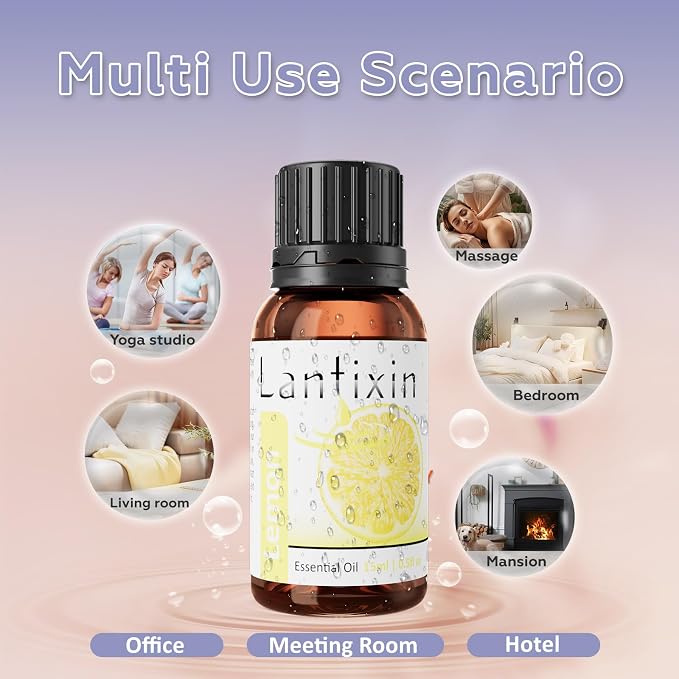 Lantixin 100% Pure Lemon Essential Oil – Natural Undiluted Scent for Diffuser – Bright & Purifying Home Fragrance for Ultrasonic Diffusers, Meditation & Crafting – 0.5 fl oz(Lemon)