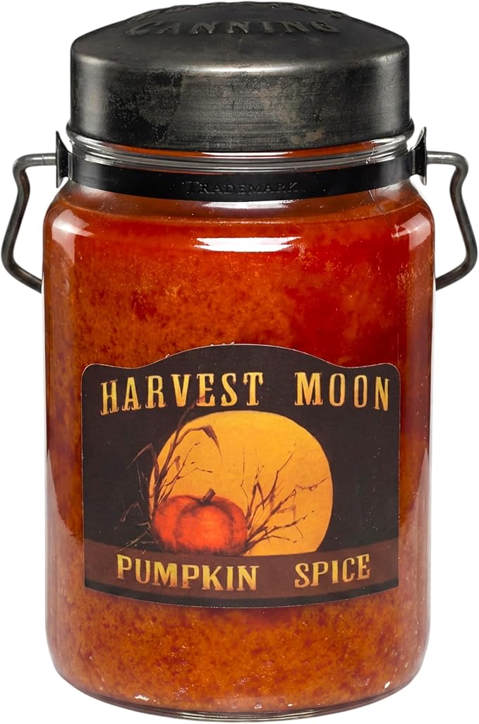 McCall’s Candles | Pumpkin Spice | 26 oz Scented Candle | USA-Poured | Vintage Rustic Jar with Carrying Handle | Warm Autumn Spice Fragrance