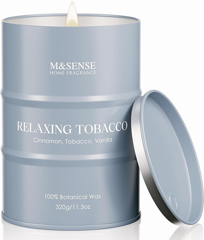 M&SENSE Tobacco Vanilla Scented Candles Natural Non Toxic, Aromatherapy Candle for Stress Relief Meditation Relaxing, Housewarming Gifts for Women Men, 11.3oz 70 Hour Long Burning