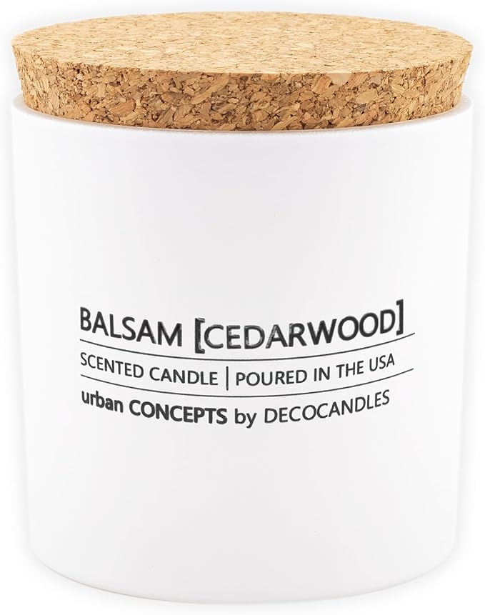 Urban Concepts by DECOCANDLES - Balsam & Cedarwood Highly Scented Candles for Home - Hand Poured in USA (9 Oz. Cork)