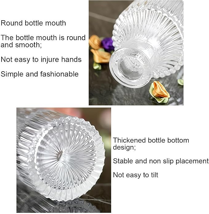 Glass Diffuser Bottles 6.6 High 250ml 8.5 Fl Oz Round Aroma Bottles Diffusers Vase Fragrance Accessories Use for DIY Replacement Reed Diffuser Sets Craft Projects Wedding Party