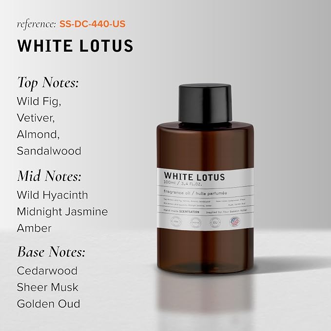 Essential Oils for Diffusers for Home - White Lotus 3.4 Fl Oz - Aromatherapy Diffuser Oil - Long Lasting Hotel Collection Diffuser Oil - Oils for Diffuser - Made in USA