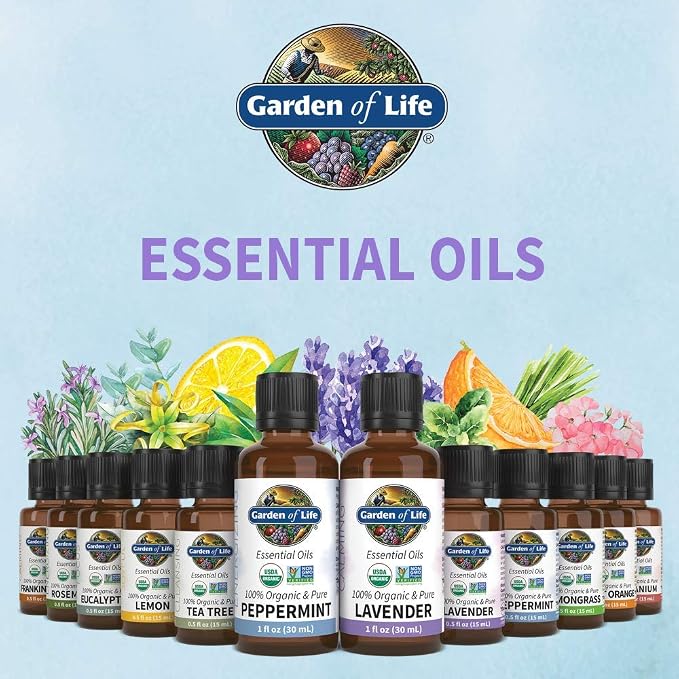 Garden of Life Lavender Essential Oil – 100% Pure Essential Oil for Diffuser, Aromatherapy, Meditation, Relaxing and Soothing, USDA Organic, Non-GMO, 1 fl oz