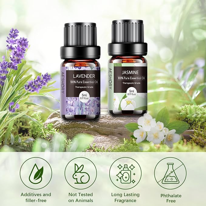 Essential Oils Set - 12 Pcs Organic Aromatherapy Essential Oil Kit for Diffuser, Humidifier, Aromatherapy, Massage, Soap, Candle Making (5mL)