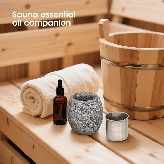 Sauna Aromatherapy Stone, Sauna Essential Oil Diffuser, Natural Rock with Stainless Steel Bowl for Essential Oils, Spa Accessories