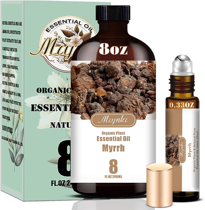 Myrrh Essential Oil 8 fl oz + 0.33 fl oz for Diffuser, Massage, DIY Soap, Candle