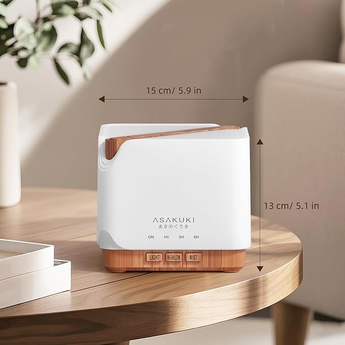 ASAKUKI Essential Oil Diffuser for Home, Large 700 ml Aromatherapy Humidifier with Top 6 Essential Oil Sets, Automatic Shut-Off, 7 LED Lights for Living Room, Kitchen, Bedroom, Hotel - Yellow