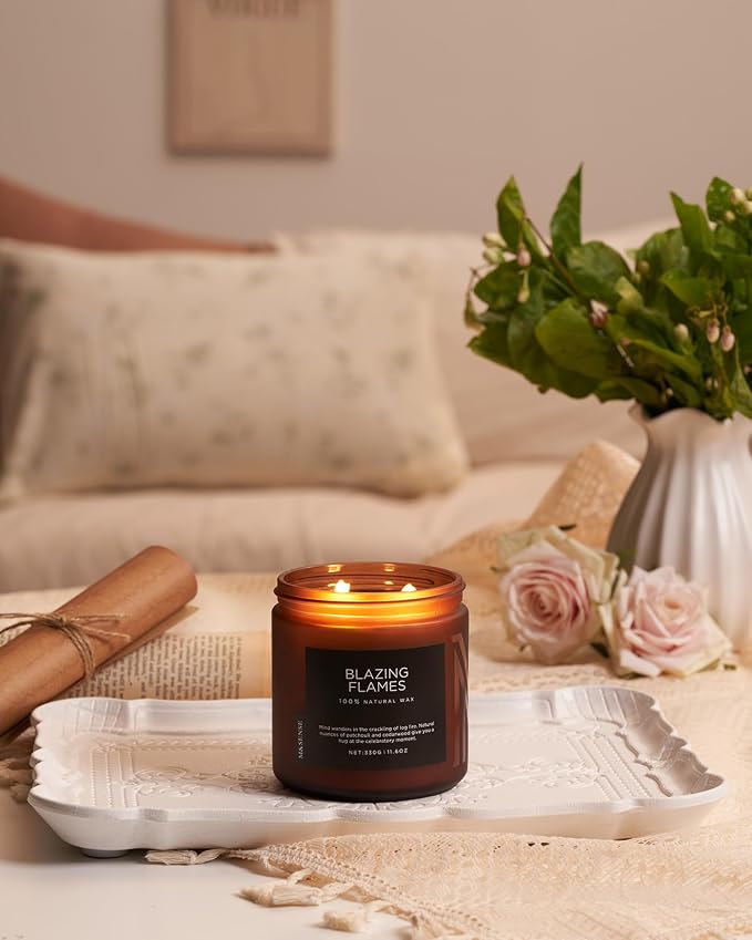 M&SENSE FiresideBourbon & Cade & Patchoulli Aromatherapy Candle for Home Decor, 11.6oz 70-Hour Long-Lasting Natural Soy Wax Scented Candle Fragrance, Spiritual Healing Gift for Positive Energy