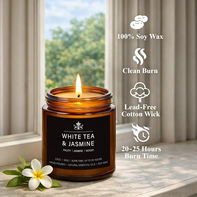 8 Pack Soy Wax Scented Candles Gift Set, Aromatherapy Candles with Lavender Chamomile, Citrus Sage, Caramel Vanilla, Coffee Whiskey, Long Lasting Stress Relief Candle, Unisex Home & Gift Set for Men