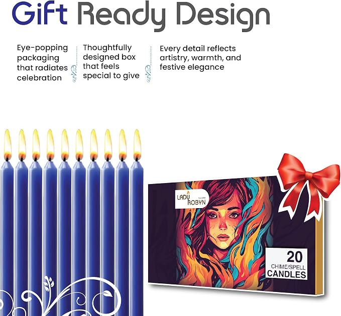 Set of 20 Solid Color Taper Candles – 4-Inch Dripless Paraffin Wax Candles with Cotton Wick – Ideal for Weddings, Shabbat, Holiday & Home Decor, Gift Set (Dark Blue)