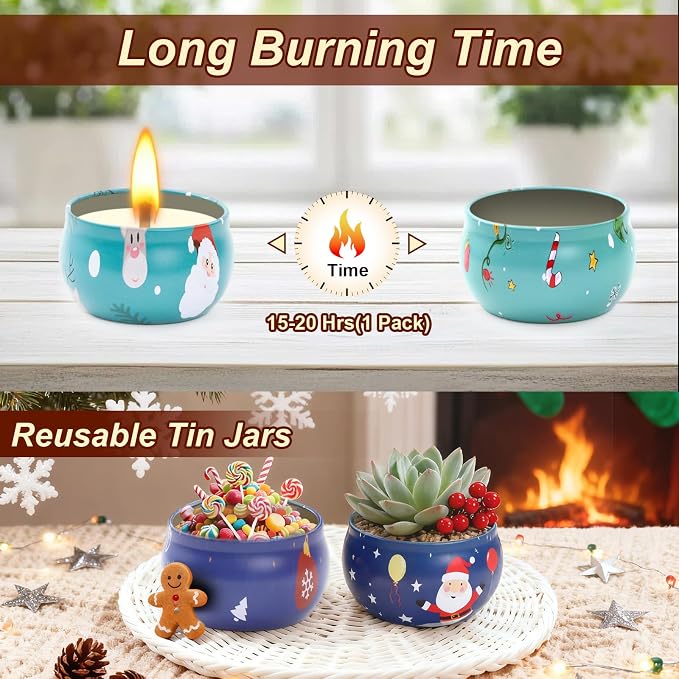 Christmas Scented Candle Gift 12 Pack, Christmas Candles for Home Scented, 100% Natural Soy Wax Long Lasting Jar Aromatherapy Candle Gifts for Mother's Day