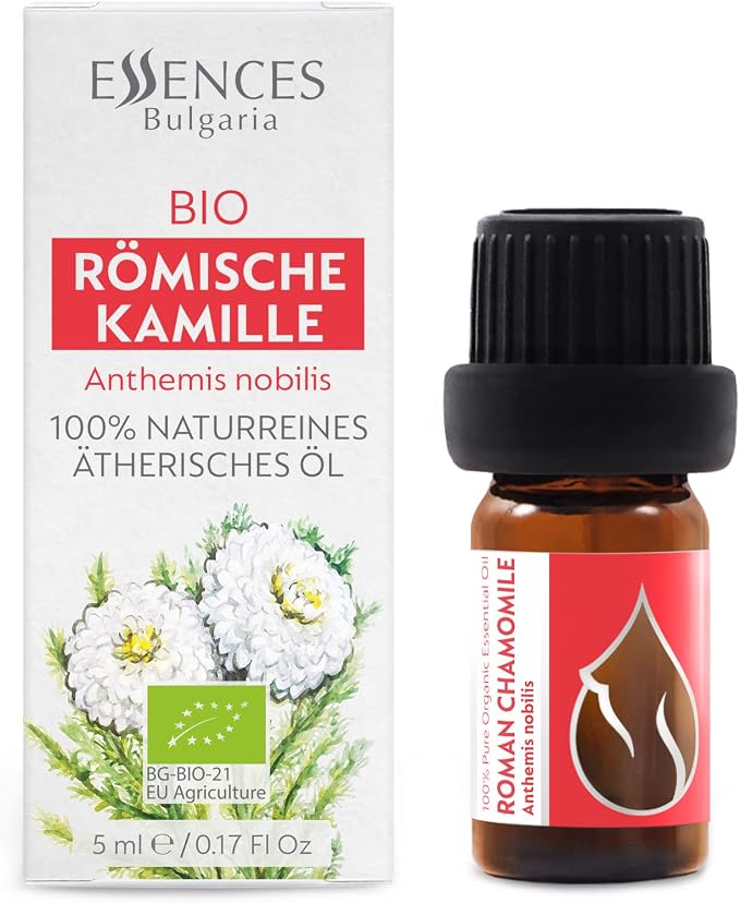 Essences Bulgaria Organic Roman Chamomile Essential Oil 1/6 Fl Oz | 5ml | Anthemis nobilis | 100% Pure and Natural | Undiluted | Therapeutic Grade | Family Owned Farm | Steam-Distilled | Non-GMO