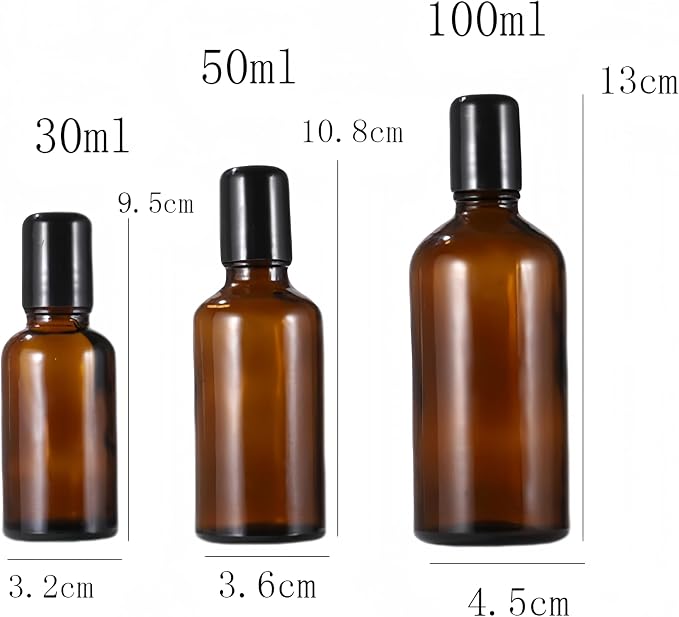 4 Pack 30mL Amber Glass Essential Oil Roller Bottles,Refillable Massage Roll on Bottles with Stainless Steel Roller Balls,Empty Travel Roller Containers for Sample Perfumes Lip Balms Aromatherapy