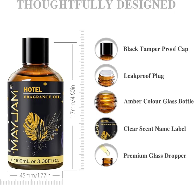 Hotel Fragrance Oil Essential Oil, MAYJAM 3.38FL.OZ Hotel Oil Scents for Diffusers for Home, Long Lasting Scented Oils for Soap Candle Making - 100ML