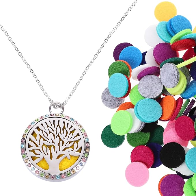 GLEAVI Replacement Felt Pads for Essential Oil Diffuser Necklace Pendant 10 Mixed Colors 0.68 Inch Diameter Thick Absorbent Pads for Aromatherapy Scent Diffusion in Lockets