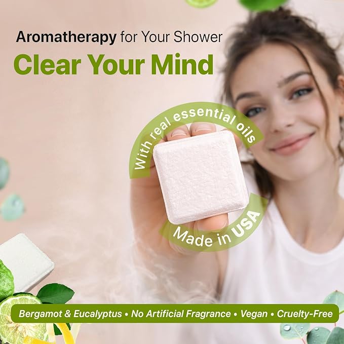 Shower Steamers Aromatherapy - USA Made with Natural, Organic Ingredients & Eucalyptus Essential Oil, Large Shower Bombs, Energizing Sport Shower Tablets for Men & Women, Unique Self Care Gifts