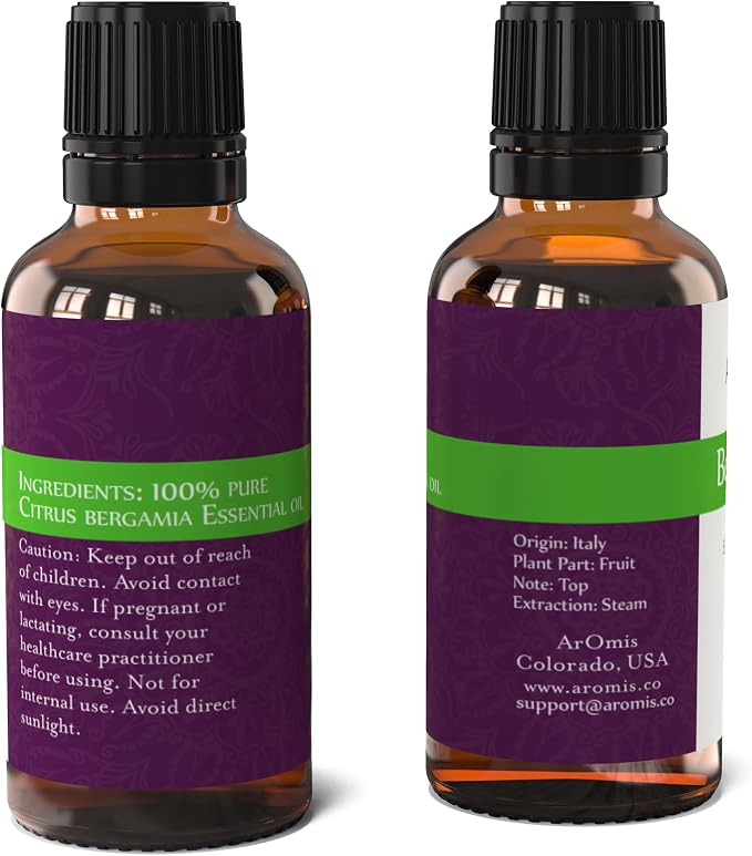 ArOmis Italian Bergamot Essential Oil - 100% Pure Therapeutic Grade - Undiluted, Premium Oil - 150 Micron Filtered, Perfect for Aromatherapy Diffusers (10ml / .34 fl oz)