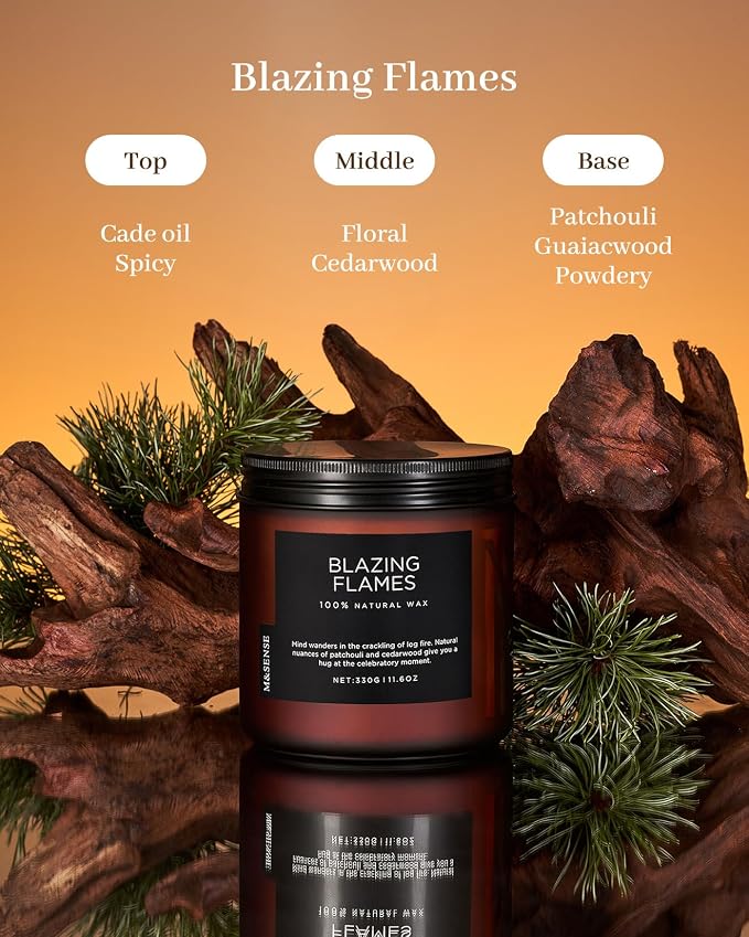 M&SENSE Blazing Flame Candles for Home Scented, 11.6oz 70 Hours Long Lasting Candle for Home Decor Housewarming Gift, 2 Cotton Wick Natural Soy Wax Scented Candles Gifts for Mom Grandma Her