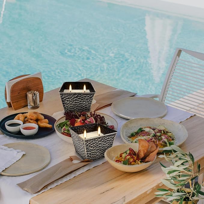 2Pcs Citronella Candles Outdoor Indoor-Large 12oz Scented 50H Long Lasting Summer Candle Bulk for Home Decor, Garden,Party,Backyard & Camping(2-Wick)